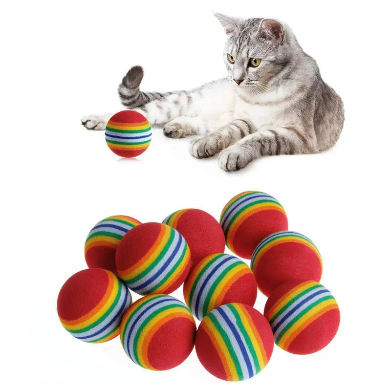 10Pcs Colorful Cat Toy Ball Interactive Cat Toys Play Chewing Rattle Scratch Natural Foam Ball Training Pet Supplies [PET]