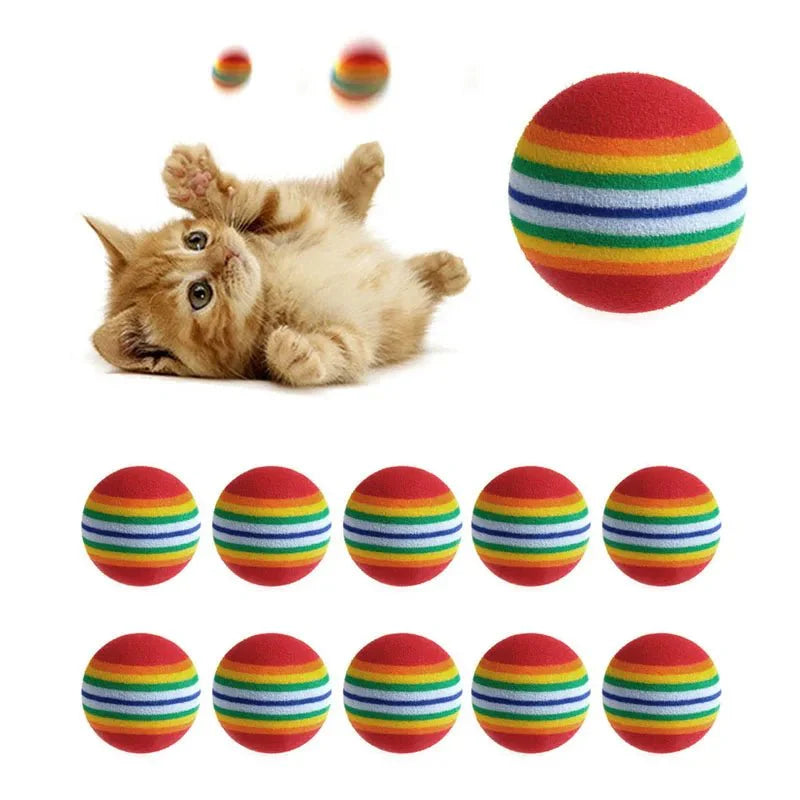 10Pcs Colorful Cat Toy Ball Interactive Cat Toys Play Chewing Rattle Scratch Natural Foam Ball Training Pet Supplies [PET]