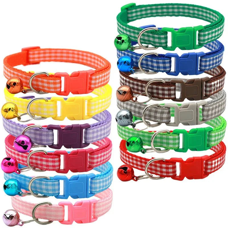 10Pcs Wholesale Collars For Cat Bell Adjustable Necklace With Bell Colorful for Cat Puppy Cat  Collar Dropshipping Pet Collars [PET]
