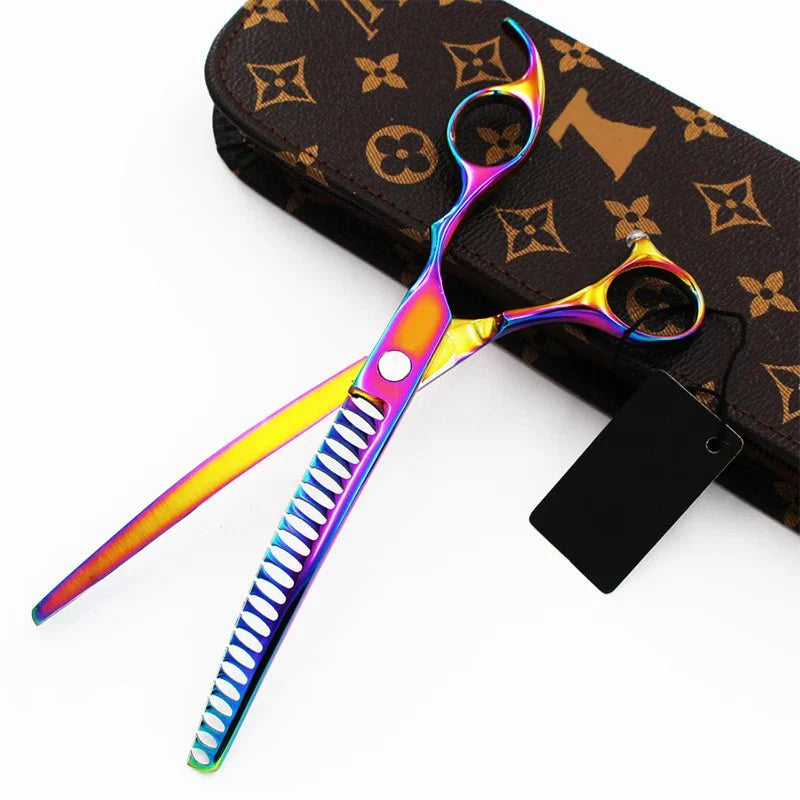 1pcs Pet Downward Curved Thinning Scissors Professional Dog Thinning Shears Dense Shark Hair Cut Cat Grooming Scissors Tools [PET]