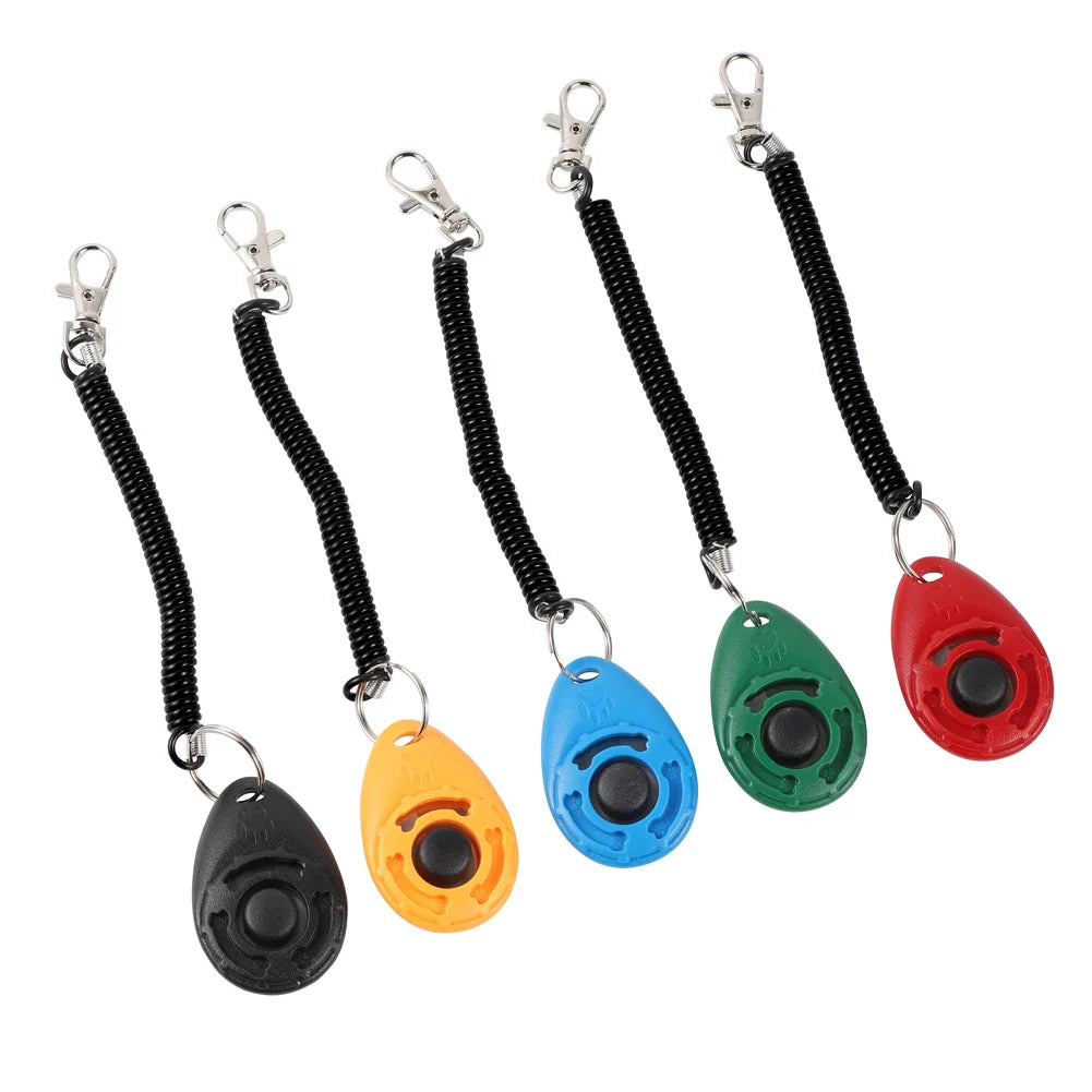 Dog Training Clicker Pet Cat Plastic New Dogs Click Trainer Aid Tools Adjustable Wrist Strap Sound Key Chain Dog Supplies [PET]