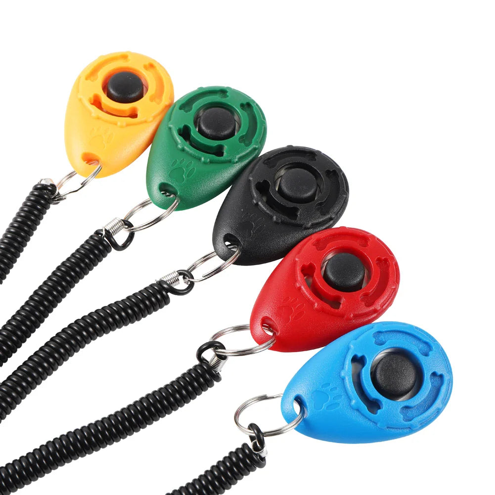 Dog Training Clicker Pet Cat Plastic New Dogs Click Trainer Aid Tools Adjustable Wrist Strap Sound Key Chain Dog Supplies [PET]