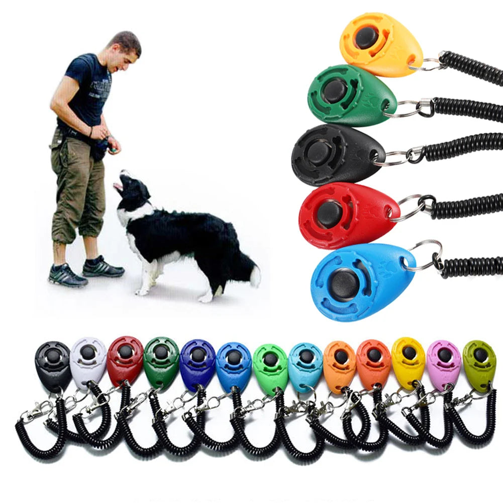 Dog Training Clicker Pet Cat Plastic New Dogs Click Trainer Aid Tools Adjustable Wrist Strap Sound Key Chain Dog Supplies [PET]