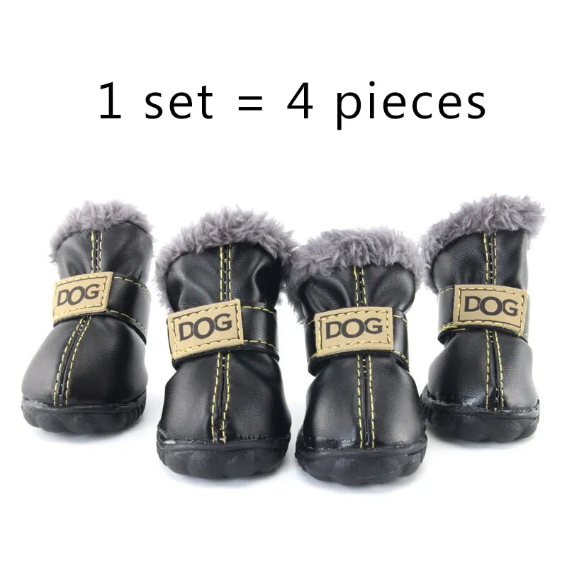Winter Pet Dog Shoes Warm Snow Boots Waterproof Fur 4Pcs/Set Small Dogs Cotton Non-Slip XS [PET]