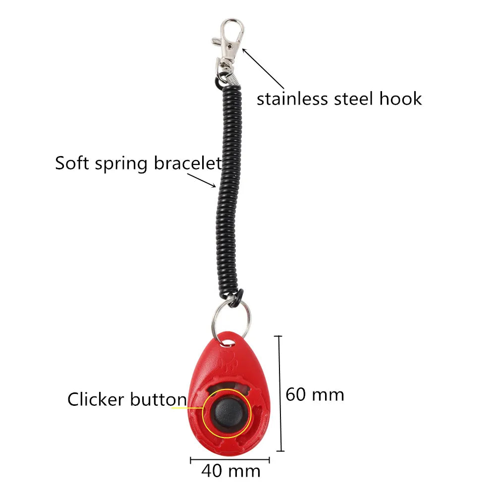 Dog Training Clicker Pet Cat Plastic New Dogs Click Trainer Aid Tools Adjustable Wrist Strap Sound Key Chain Dog Supplies [PET]