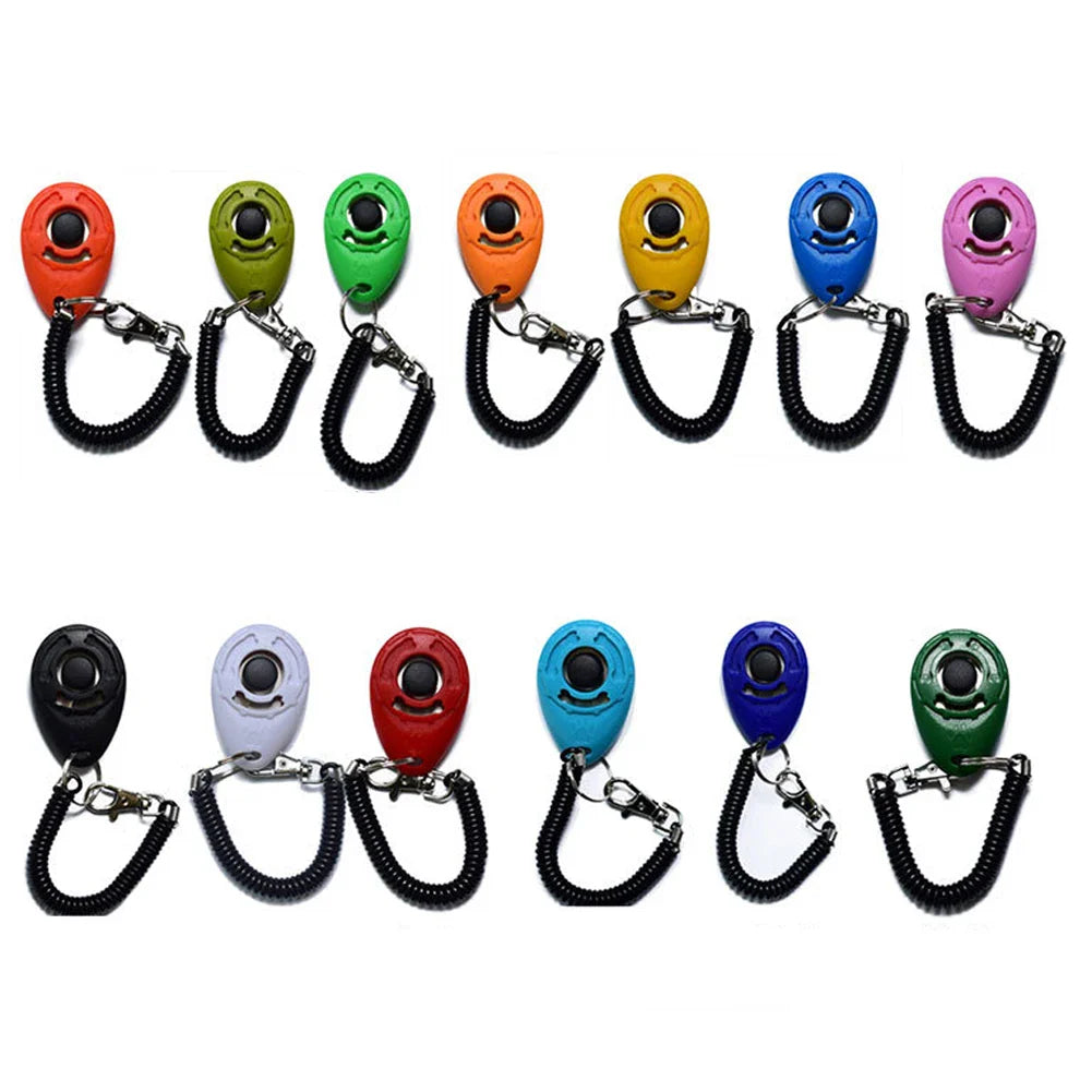 Dog Training Clicker Pet Cat Plastic New Dogs Click Trainer Aid Tools Adjustable Wrist Strap Sound Key Chain Dog Supplies [PET]