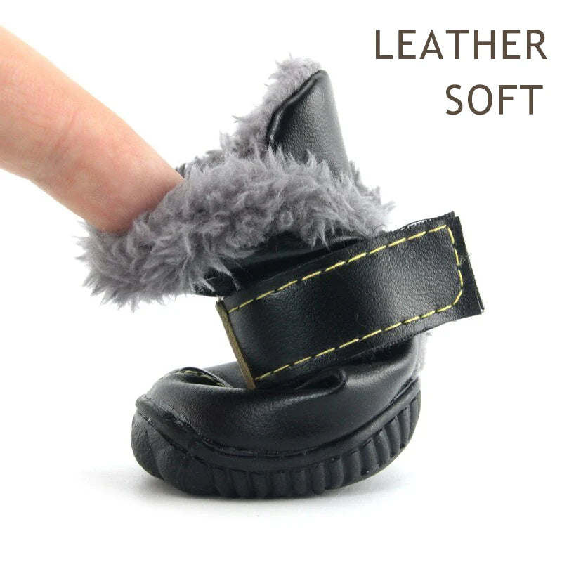 Winter Pet Dog Shoes Warm Snow Boots Waterproof Fur 4Pcs/Set Small Dogs Cotton Non-Slip XS [PET]