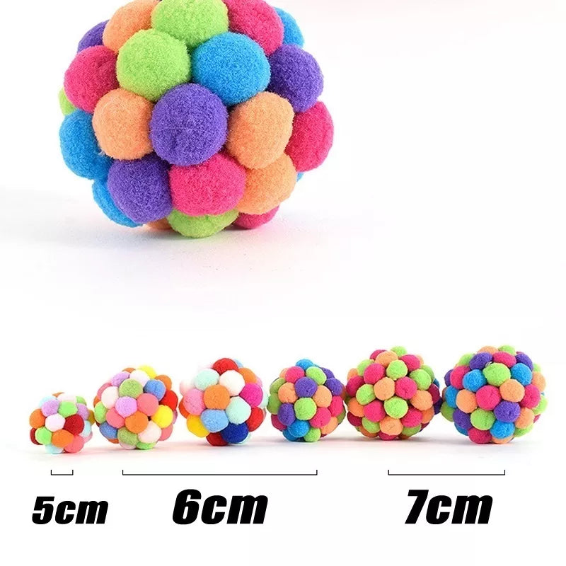 Handmade Funny Cats Bouncy Ball Toys Kitten Plush Bell Ball Mouse Toy Planet Ball Cat Chew Toys Interactive Pet Accessories [PET]