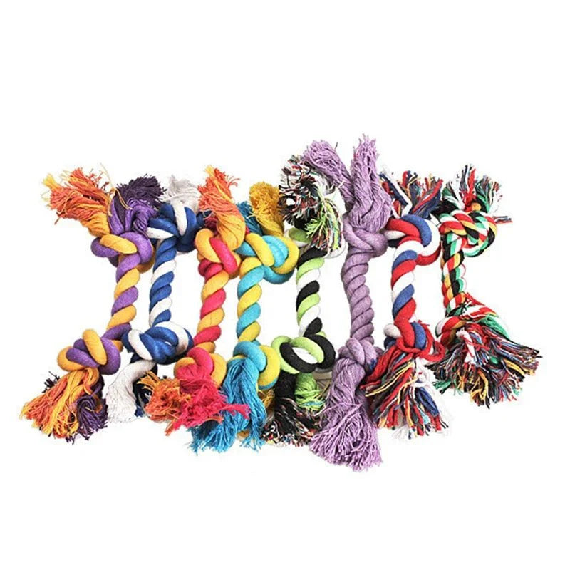 1 pcs Pets dogs pet supplies Pet Dog Puppy Cotton Chew Knot Toy Durable Braided Bone Rope 15CM Funny Tool (Random Color) [PET]