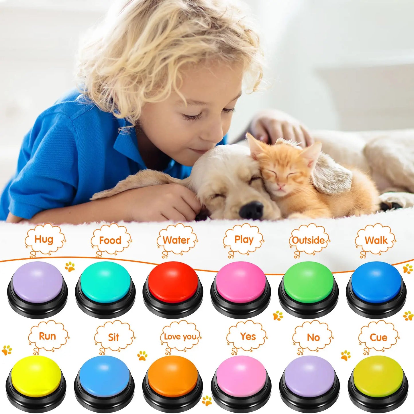 Dog Buttons for Communication Training 30s Recordable Dog Buzzers Dog Talking Button Voice Recording Pet Button [PET]