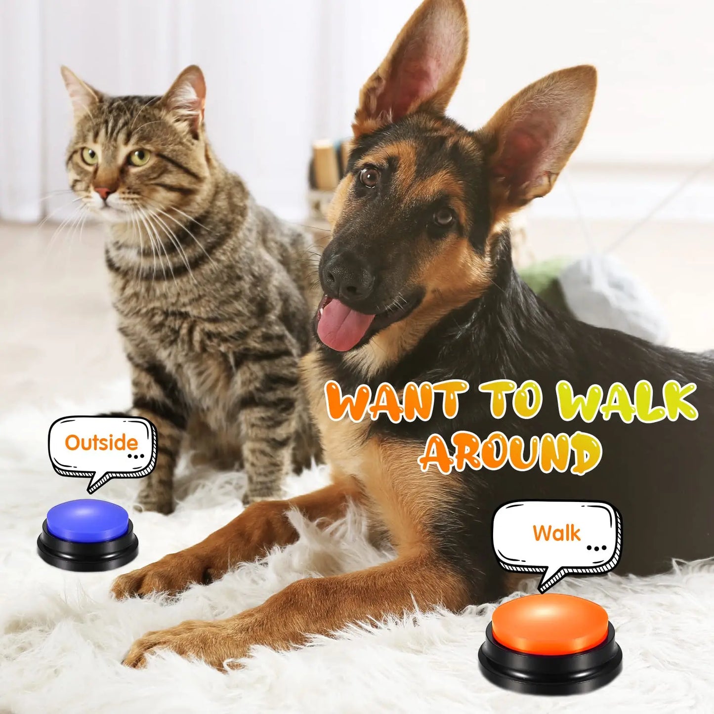 Dog Buttons for Communication Training 30s Recordable Dog Buzzers Dog Talking Button Voice Recording Pet Button [PET]