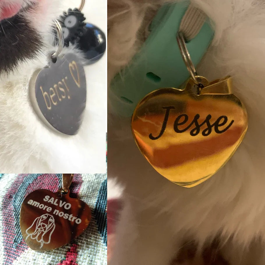 Custom Dog Cat ID Tag Engraved Personalized Pet Collar Charm Name Pendant Bone Keyring Necklace Puppy Accessory Dropshipping [PET]
