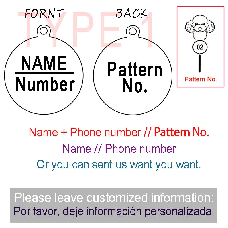 Custom Dog Cat ID Tag Engraved Personalized Pet Collar Charm Name Pendant Bone Keyring Necklace Puppy Accessory Dropshipping [PET]