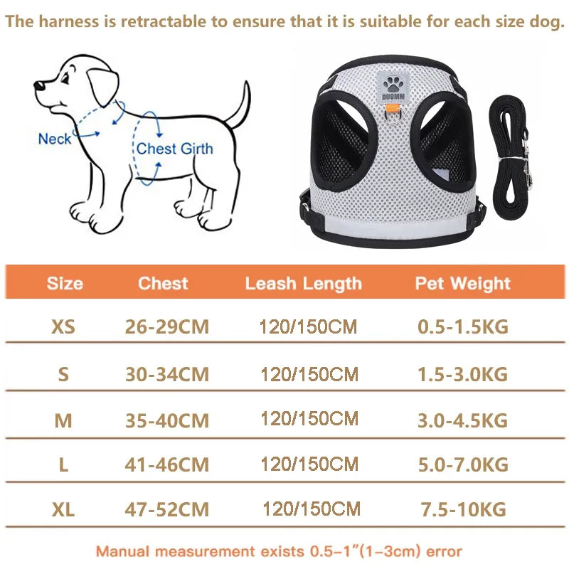 Reflective Safety Pet Dog Harness Leash Set Small Medium Dogs Cat Vest Puppy Chest Strap [PET]