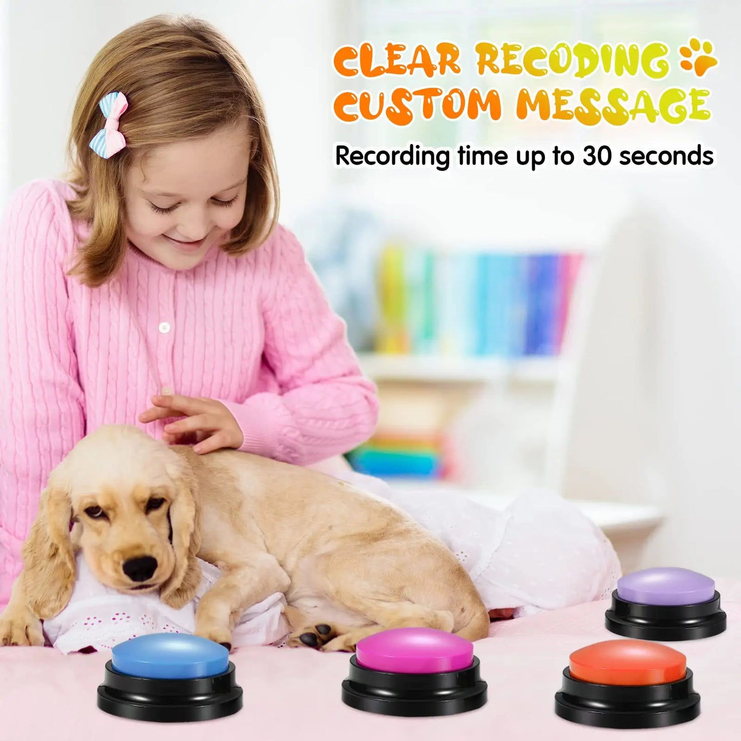 Dog Buttons for Communication Training 30s Recordable Dog Buzzers Dog Talking Button Voice Recording Pet Button [PET]