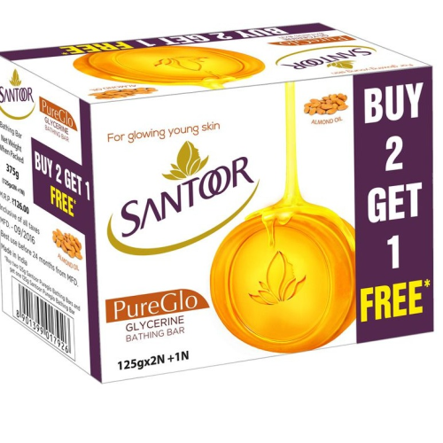 Santoor Pure Glow Glycerine Soap125 G × 4