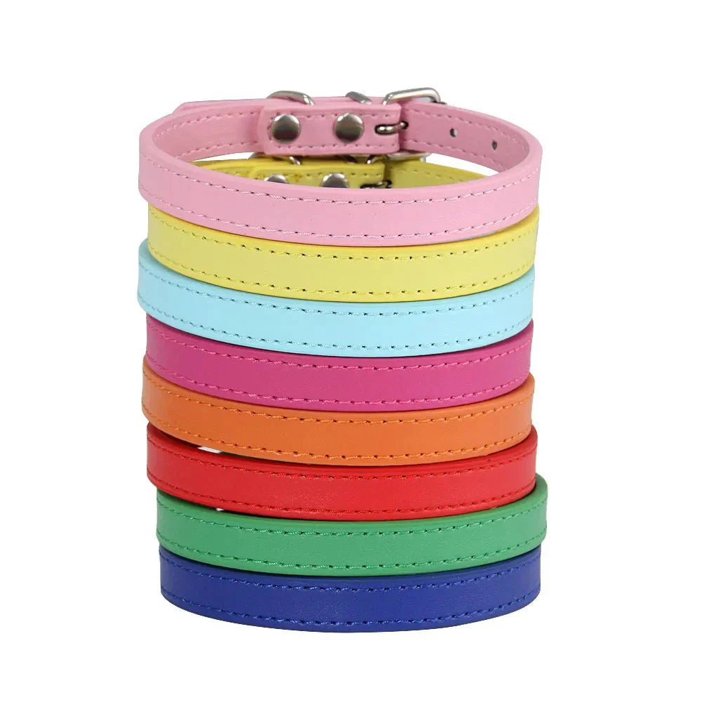 Colorful Leather Puppy Cat Collar Cute Kitten Necklace Name Personalized Collar for Cats Dogs Pet Supplies Accessories Harness [PET]