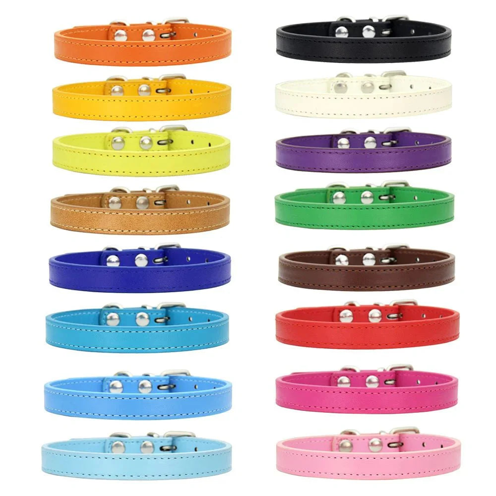 Colorful Leather Puppy Cat Collar Cute Kitten Necklace Name Personalized Collar for Cats Dogs Pet Supplies Accessories Harness [PET]