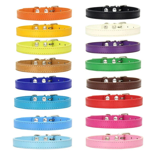 Colorful Leather Puppy Cat Collar Cute Kitten Necklace Name Personalized Collar for Cats Dogs Pet Supplies Accessories Harness [PET]